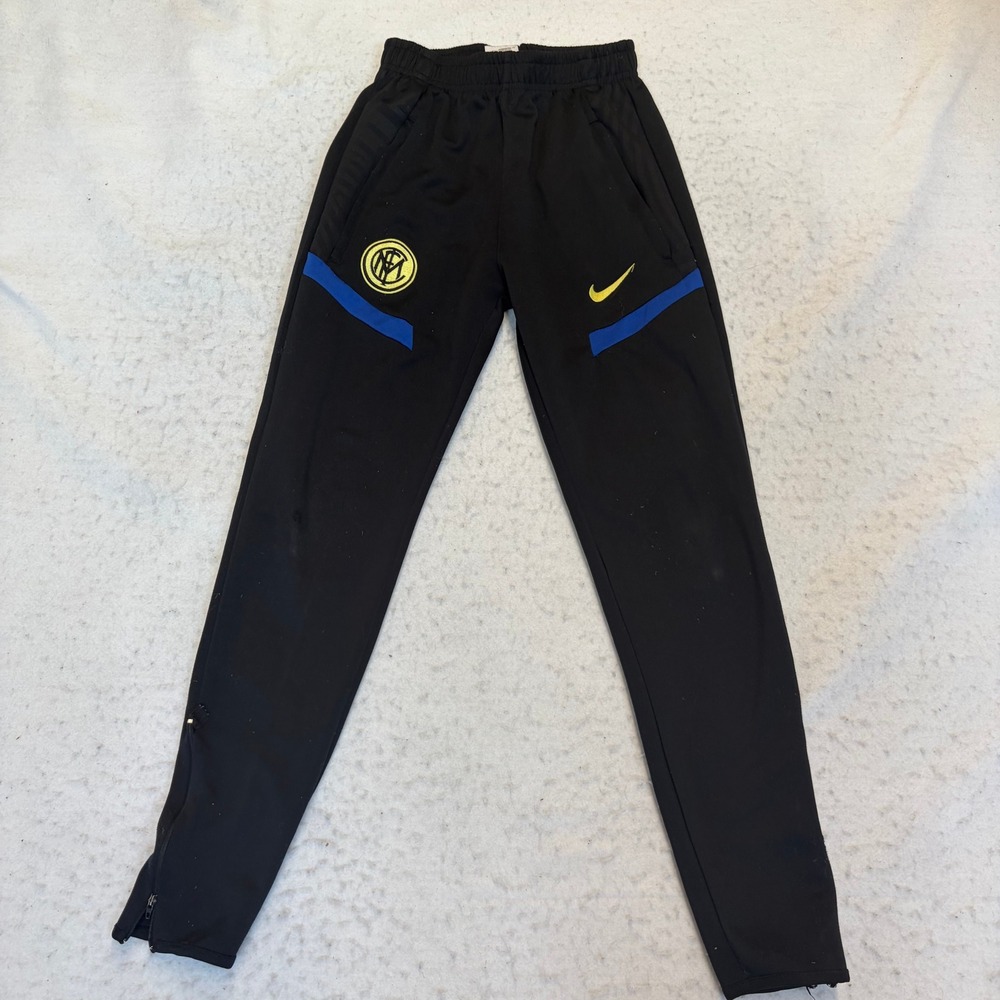 Nike Inter Milan Soccer Track Pants Boys 16 Black Blue Yellow Dri-FIT